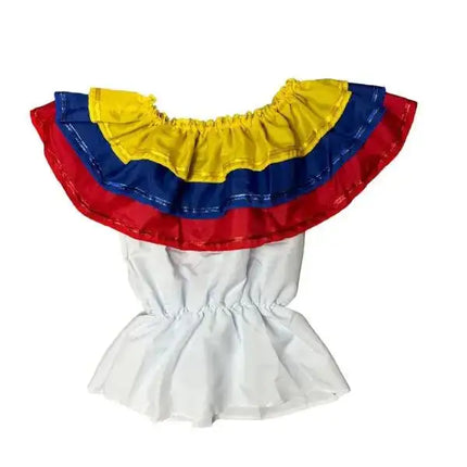 Colombia Traditional Cumbia Dress with Wide Fancy Ribbon - VivianFongDesignsLLC