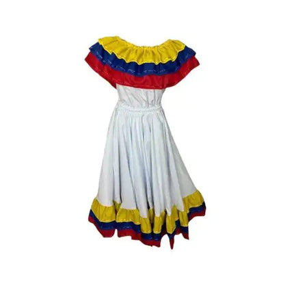 Colombia Traditional Cumbia Dress with Wide Fancy Ribbon - VivianFongDesignsLLC