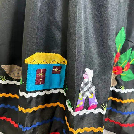 Colombian Campesina Dress - Handmade Applique - VivianFongDesignsLLC