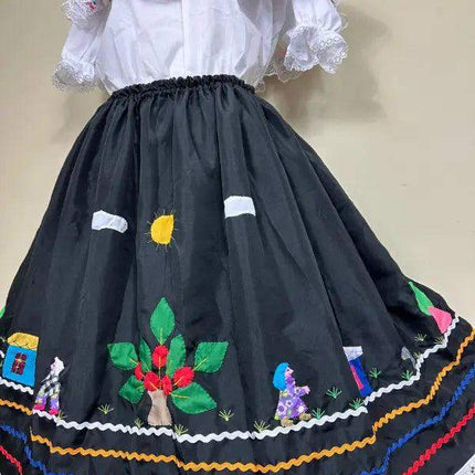 Colombian Campesina Dress - Handmade Applique - VivianFongDesignsLLC