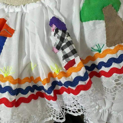 Colombian Campesina Dress - Handmade Applique - VivianFongDesignsLLC