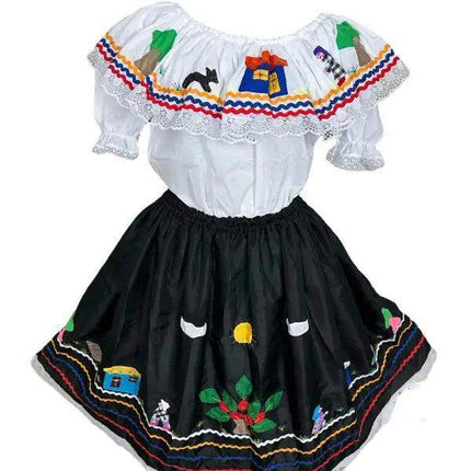 Colombian Campesina Dress - Handmade Applique - VivianFongDesignsLLC