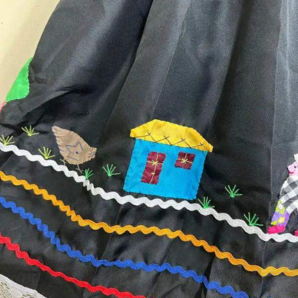 Colombian Campesina Dress - Handmade Applique - VivianFongDesignsLLC