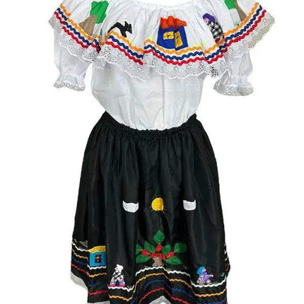 Colombian Campesina Dress - Handmade Applique - VivianFongDesignsLLC