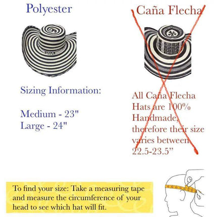 Colombian Costeno Vueltiao Hats for Adulto Polyester B&W - VivianFongDesignsLLC