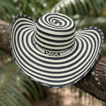 Sombreros Costeño Vueltiao Colombiano para Adulto Poliéster B&amp;N 