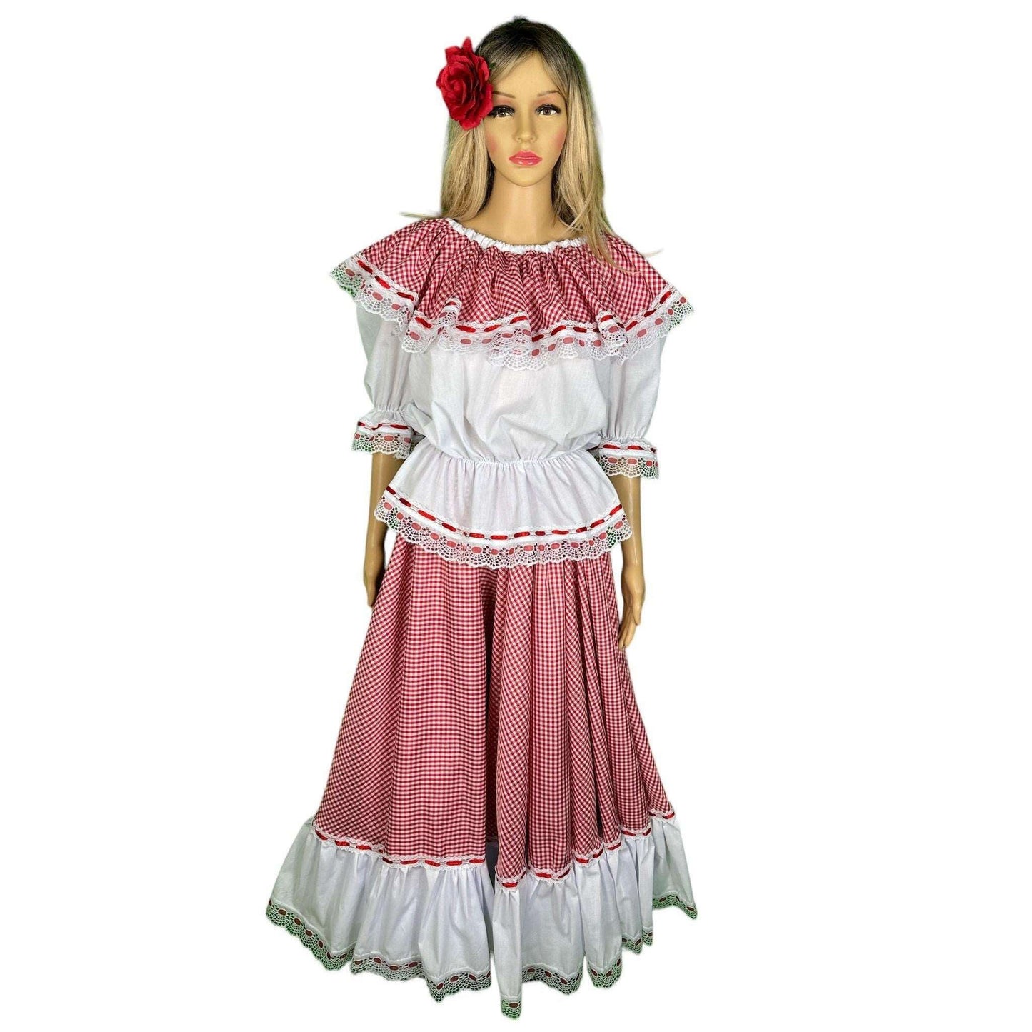 Colombian Cumbia Cuello de Bandeja Dancing Dress - VivianFongDesigns LLC