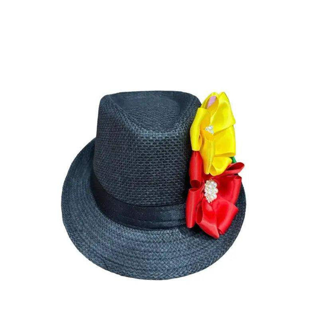Colombian Garabato Fedora Hat in Red, Yellow & Green - VivianFongDesignsLLC