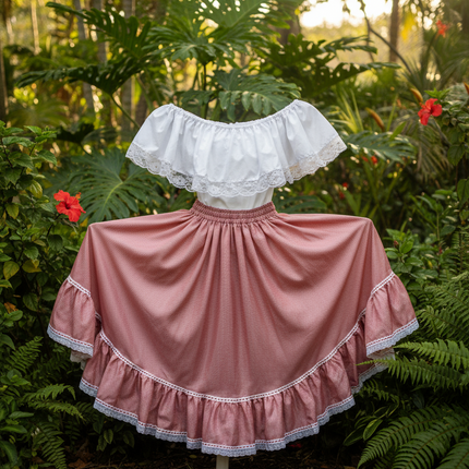 Colombian Traditional Cumbia Dress with White Blouse