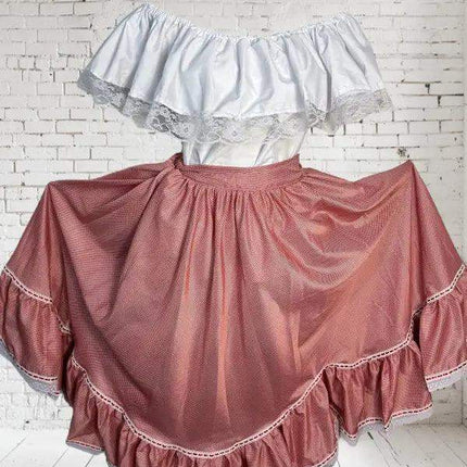 Colombian Traditional Cumbia Dress with White Blouse - VivianFongDesignsLLC