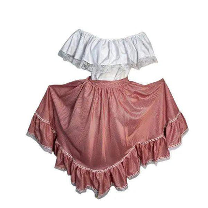 Colombian Traditional Cumbia Dress with White Blouse - VivianFongDesignsLLC