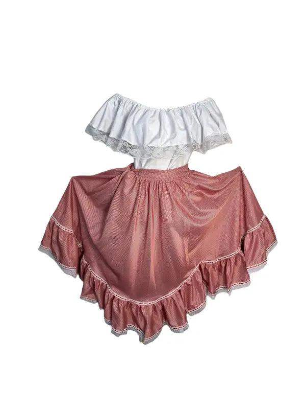 Colombian Traditional Cumbia Dress with White Blouse - VivianFongDesignsLLC