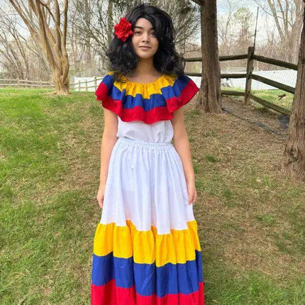 Colombian Traditional Fiesta Dress for Adults - White - VivianFongDesignsLLC
