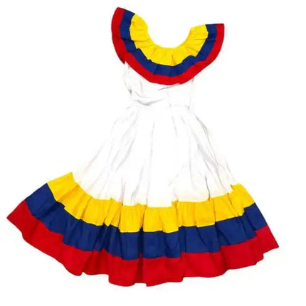 Colombian Traditional Fiesta Dress for Adults - White - VivianFongDesignsLLC