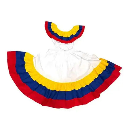 Colombian Traditional Fiesta Dress for Adults - White - VivianFongDesignsLLC