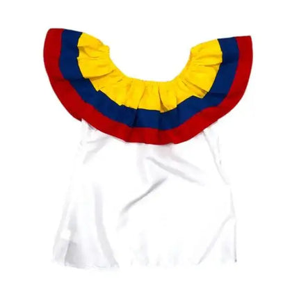 Colombian Traditional Dress for Girls - White - VivianFongDesignsLLC