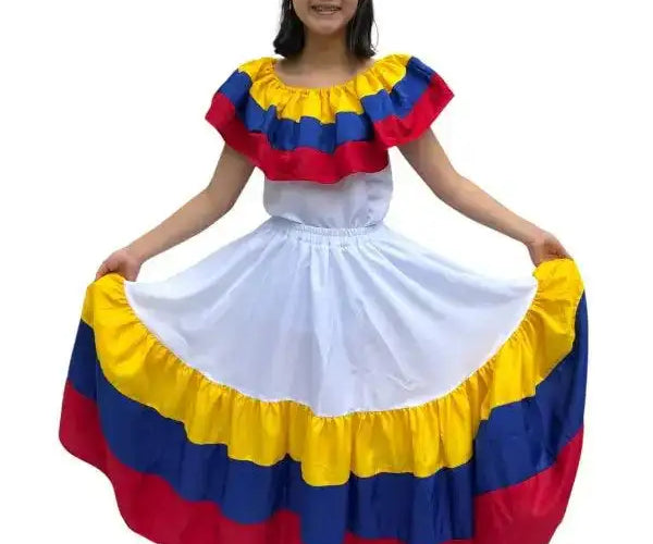 Colombian Traditional Girls Casual Dress - White 12 Colombian Traditional Girls Casual Dress - White 12
