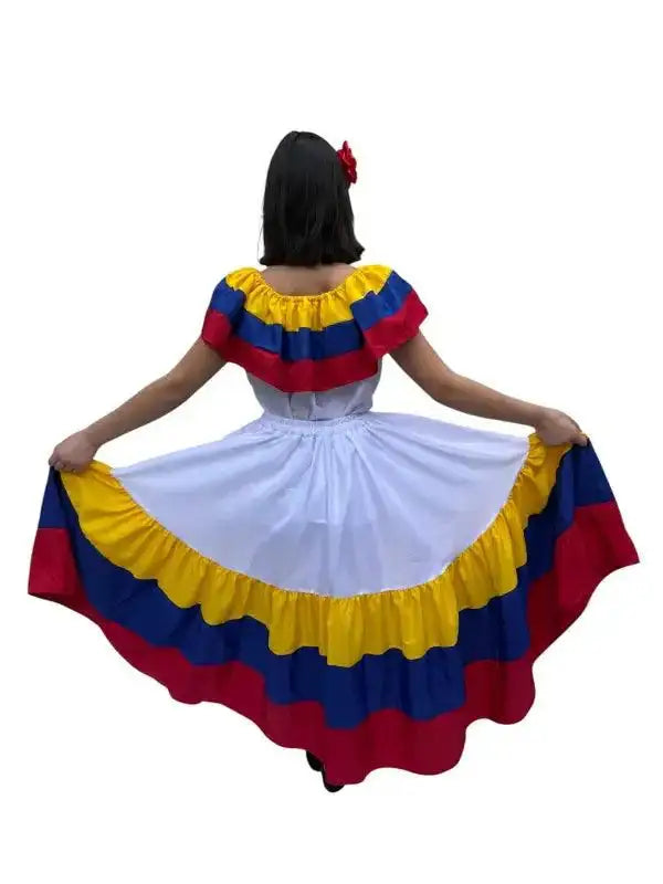 Colombian Traditional Girls Fiesta Dress White - Main Image