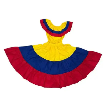 Colombian Traditional Tri-color Dress for Girls - VivianFongDesignsLLC