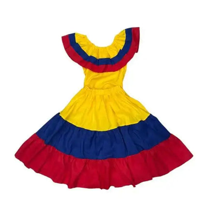 Colombian Traditional Tri-color Dress for Girls - VivianFongDesignsLLC
