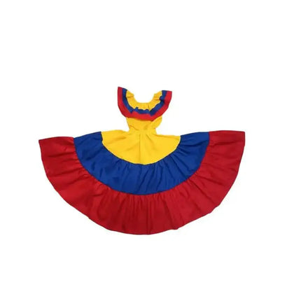 Colombian Traditional Tri-Color Dress for Women - VivianFongDesignsLLC