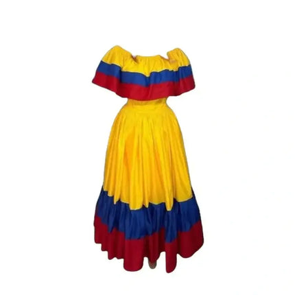 Colombian Traditional Wide Dress - Flag Style - VivianFongDesignsLLC
