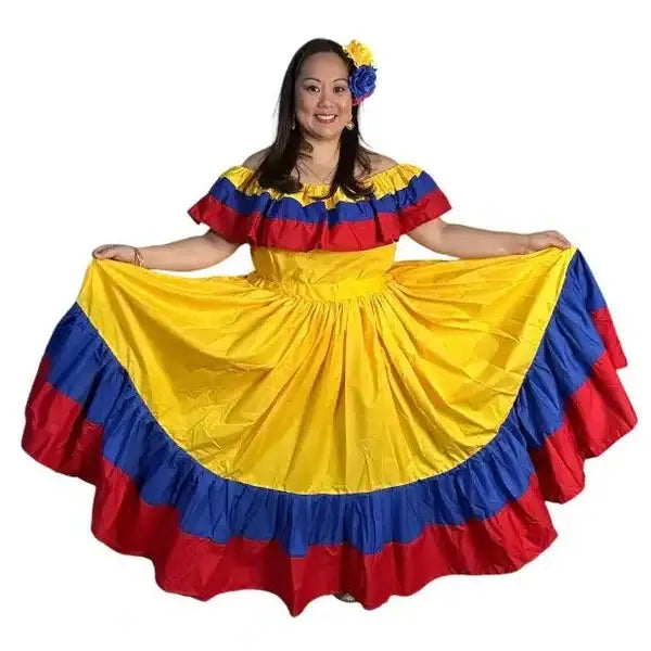 Colombian Traditional Wide Dress - Flag Style - VivianFongDesignsLLC