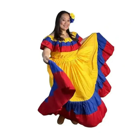 Colombian Traditional Wide Dress - Flag Style - VivianFongDesignsLLC