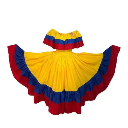 Colombian Traditional Wide Dress - Flag Style - VivianFongDesignsLLC