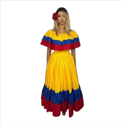 Colombian Traditional Wide Dress - Flag Style - VivianFongDesignsLLC