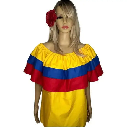 Colombian Traditional Wide Dress - Flag Style - VivianFongDesignsLLC