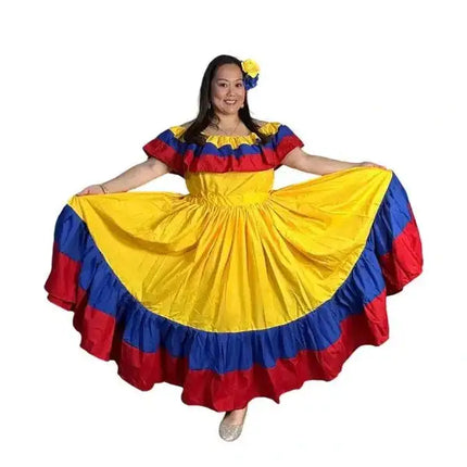 Colombian Traditional Wide Dress - Flag Style - VivianFongDesignsLLC