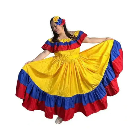 Colombian Traditional Wide Dress - Flag Style - VivianFongDesignsLLC