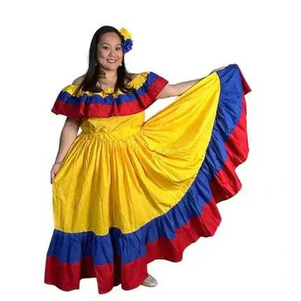 Colombian Traditional Wide Dress - Flag Style - VivianFongDesignsLLC