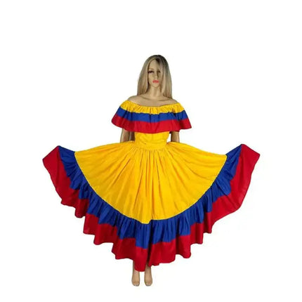 Colombian Traditional Wide Dress - Flag Style - VivianFongDesignsLLC