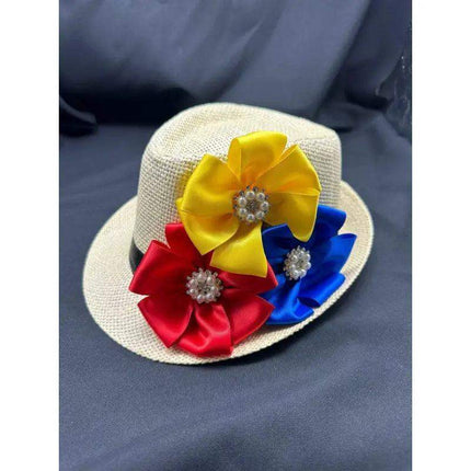 Colombian, Venezuelan & Ecuadorian Flag Colors Fedora Hat - VivianFongDesignsLLC