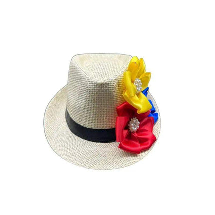 Colombian, Venezuelan & Ecuadorian Flag Colors Fedora Hat - VivianFongDesignsLLC