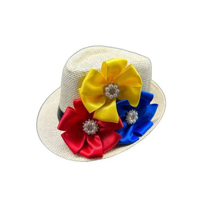 Colombian, Venezuelan & Ecuadorian Flag Colors Fedora Hat - VivianFongDesignsLLC