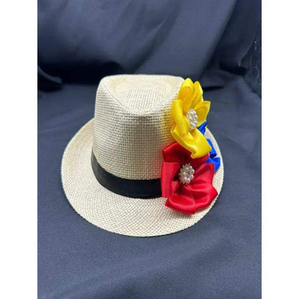 Colombian, Venezuelan & Ecuadorian Flag Colors Fedora Hat - VivianFongDesignsLLC