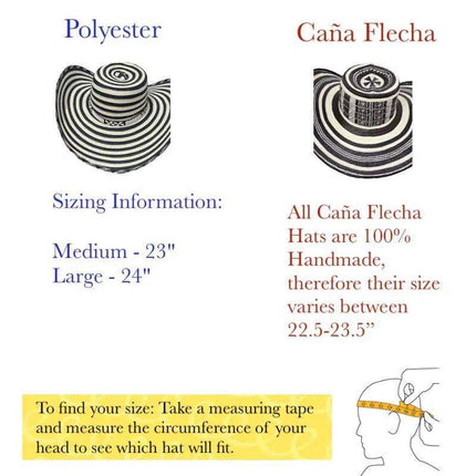 Colombian Vueltiao Costeno Hat - Cana Flecha- Adulto negro B&W - VivianFongDesignsLLC