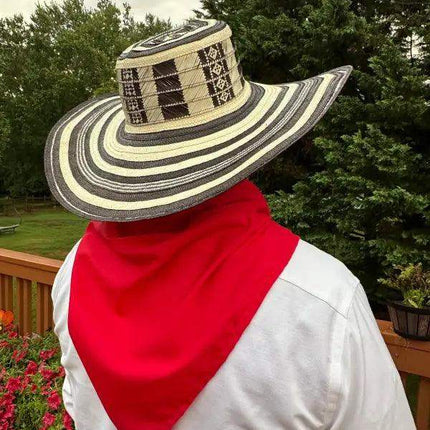 Colombian Vueltiao Costeno Hat - Cana Flecha- Adulto negro B&W - VivianFongDesignsLLC