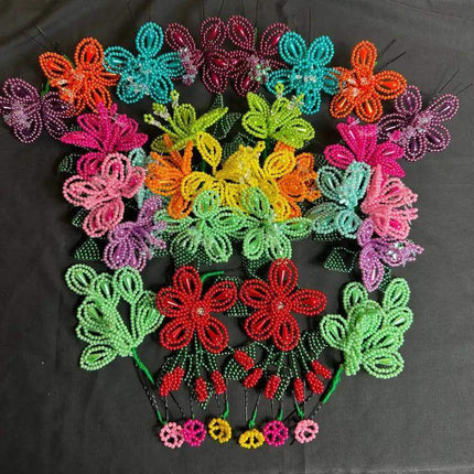 Colorful Tembleques Beaded Flowers Set - Panama Pollera Accessories - VivianFongDesignsLLC