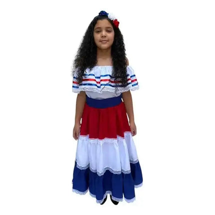 Costa Rican Traditional Girls Fiesta Dress - VivianFongDesignsLLC