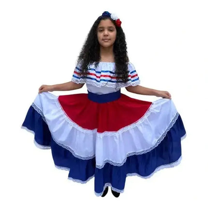 Costa Rican Traditional Girls Fiesta Dress - VivianFongDesignsLLC