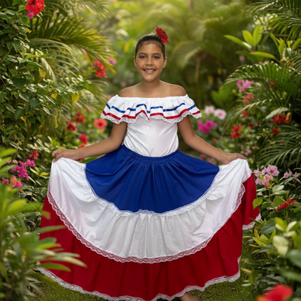 Vestido tradicional de fiesta para niñas de República Dominicana