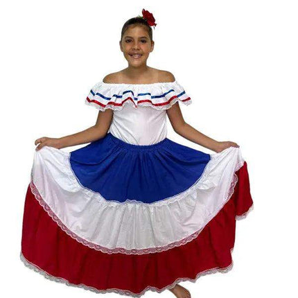 Dominican Republic Traditional Girls Fiesta Dress - VivianFongDesignsLLC