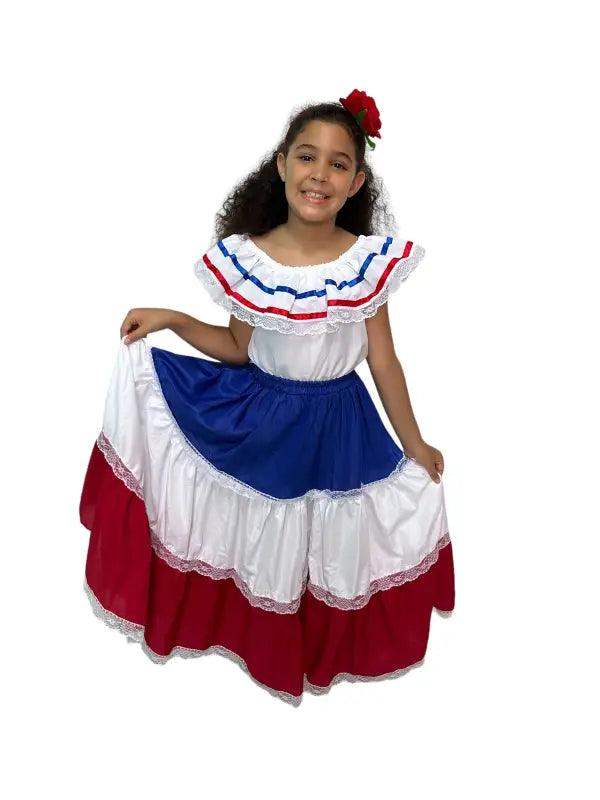 Dominican Republic Traditional Girls Fiesta Dress - VivianFongDesignsLLC