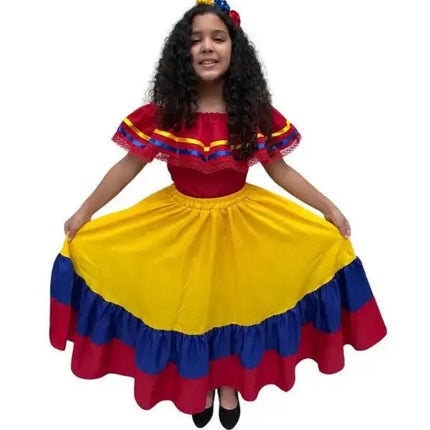 Ecuador Traditional Girls Fiesta Dress - VivianFongDesignsLLC