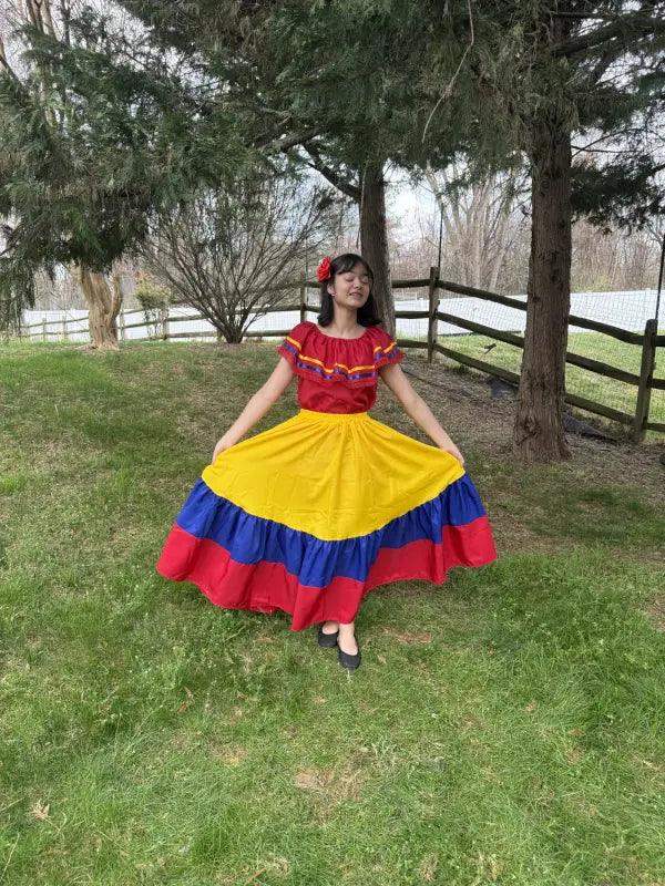 traditional ecuadorian dress and a comfortable cotton blend fabric that is perfect for celebrations throughout the year traditional Bolivian 'Cholita',At an outdoor
