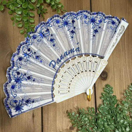 Elegant Colorful Lace Fan for Pollera Panama - VivianFongDesignsLLC